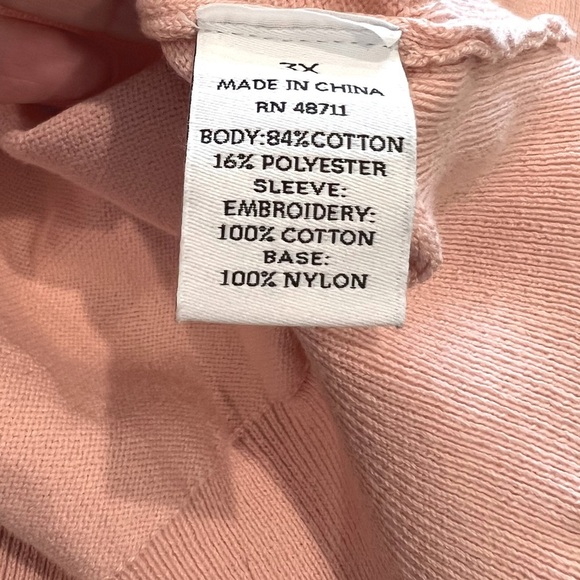 Pink Knit Top with Textured Lace Sleeves Size 3X - Picture 6 of 10